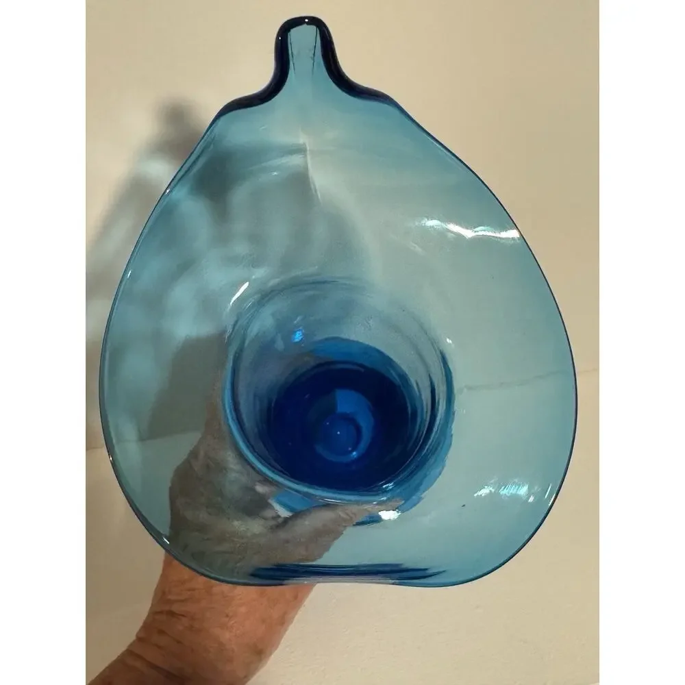 Vintage Art Deco Glass Vase Blue